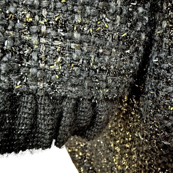 Caroline Rose Evening Jacket Plus Size 2X Black Gold Tweed Long Duster Blazer - Picture 10 of 13